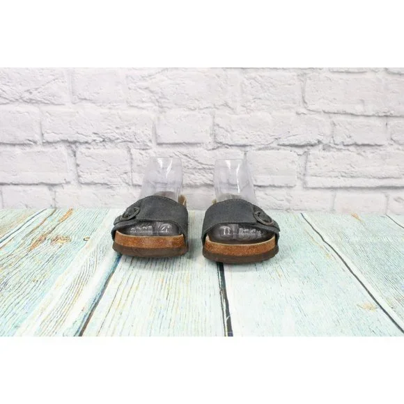 LL Bean  Navy Blue Suede  Slip on Slide Sandals Slippers Size 7 - Picture 4 of 9